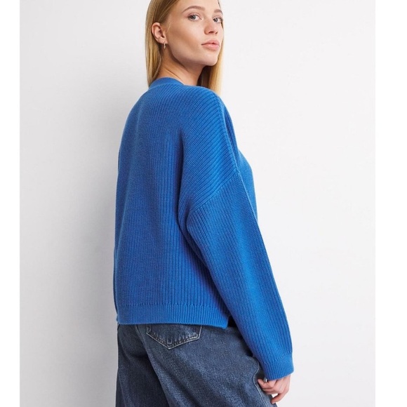 Whistles Mara Knitted Cotton Cardigan in Blue NWOT - Picture 3 of 9